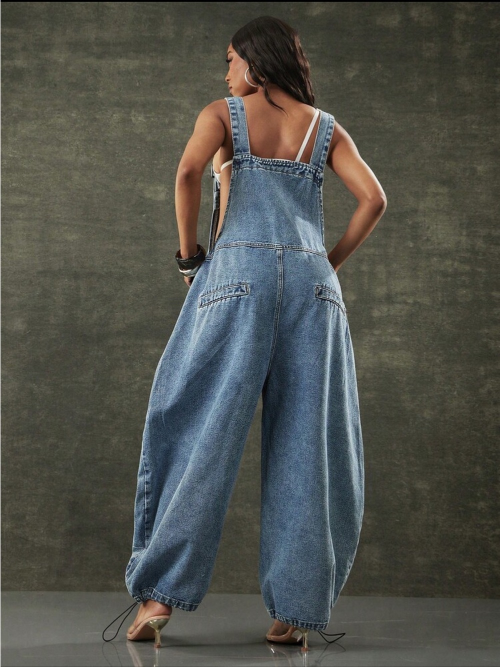 Balloon Denim Overalls - Blue Women Jeans Overalls - Picture 2 of 6